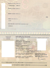 Копия паспорта представителя итальянской организации, подписавшего приглашение для предпринимателей на визу в Италию